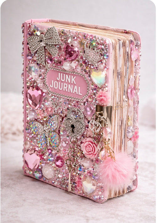 Pink Rhinestone Junk Journal – Bedazzled Handmade Keepsake ✨